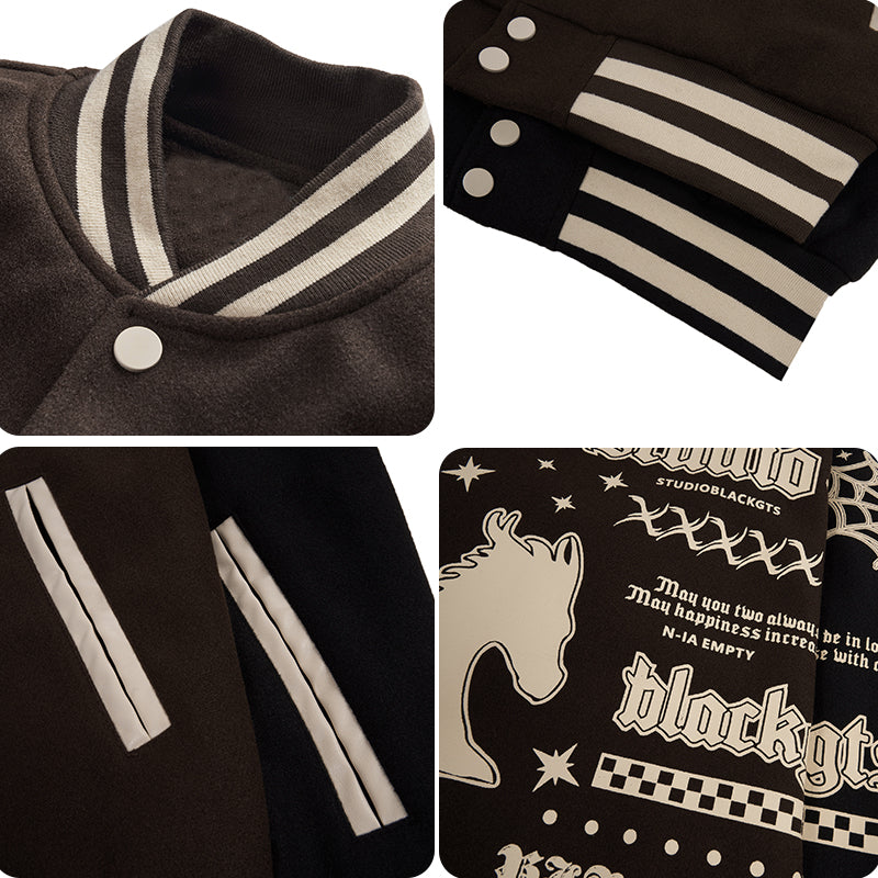 Vintage Collegejacke mit Spinnennetz-Print