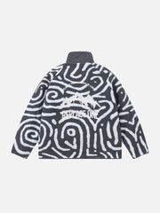 Vintage Zebra Graphic Sherpa Coat