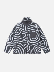 Vintage Zebra Graphic Sherpa Coat