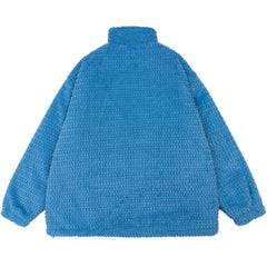 Waffle Plush Stand Collar Winter Coat