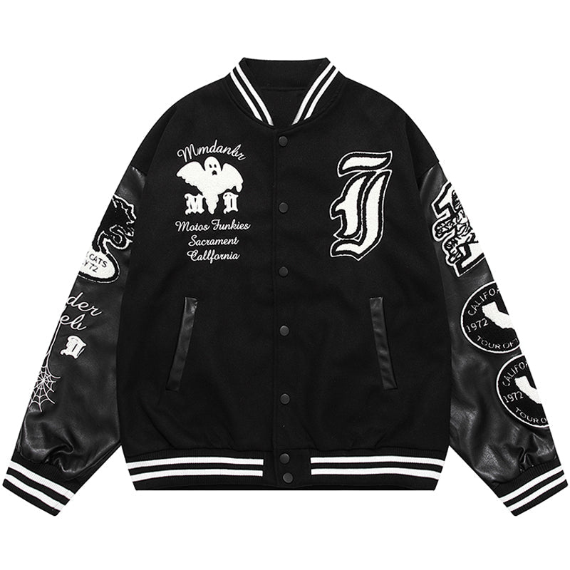 Warme Collegejacke mit beflocktem Geist