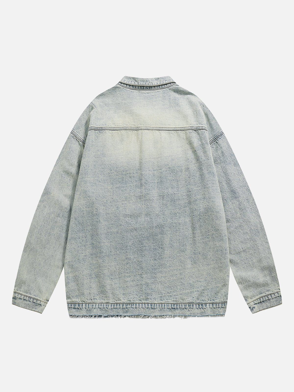 Washed Design Zip Denim Jacket