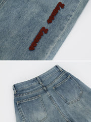 Washed Embroidery Jeans