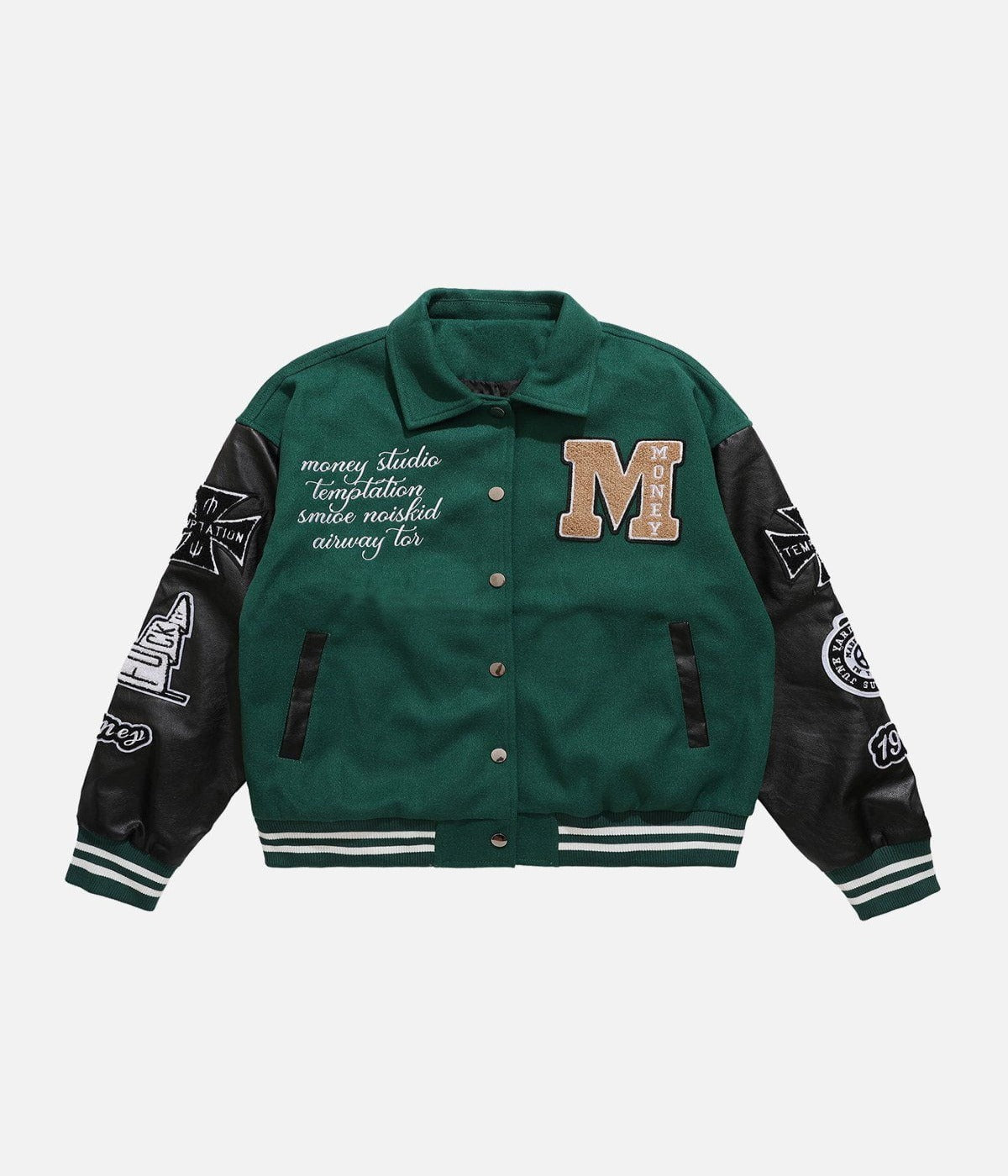 Veste universitaire en PU avec tête de mort et motif cowboy western 