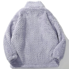 Woven Texture Plush Winter Coat