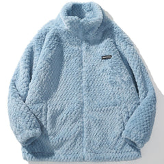 Woven Texture Plush Winter Coat
