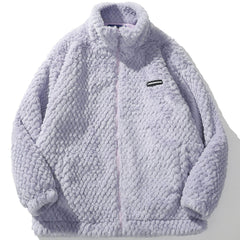 Woven Texture Plush Winter Coat