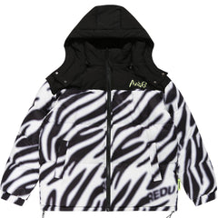 Zebra Pattern Hooded Winter Coat