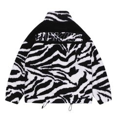 Zebra Pattern Sherpa Jacket