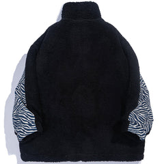Zebra Pattern Stitching Sherpa Winter Coat