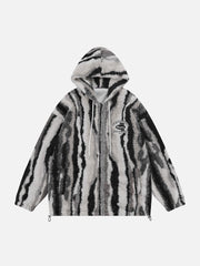 Zebra Print Sherpa Hooded Winter Coat