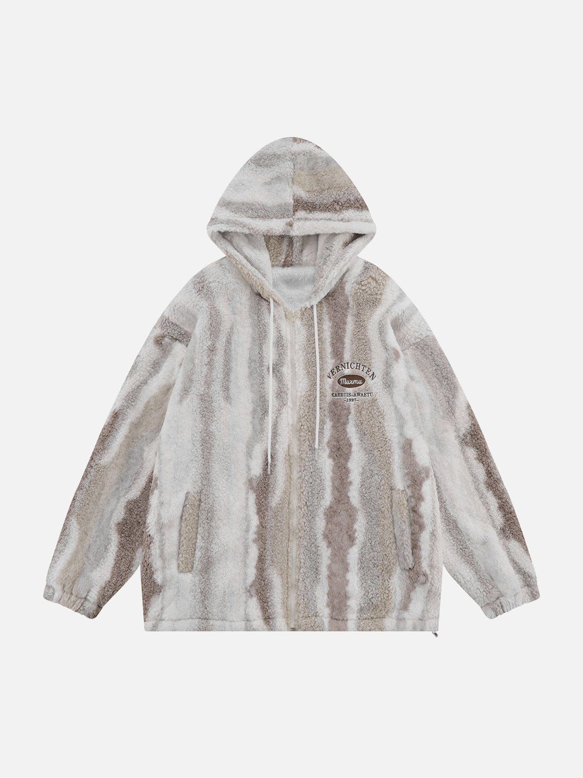 Zebra Print Sherpa Hooded Winter Coat