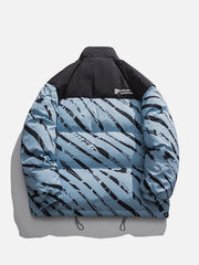 Zebra Print Splicing Winter Coat