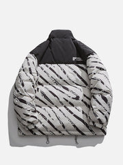 Zebra Print Splicing Winter Coat