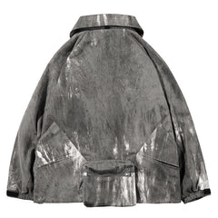 Techwear-Reversjacke mit Reißverschluss und Batikmuster