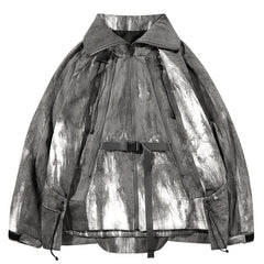 Techwear-Reversjacke mit Reißverschluss und Batikmuster