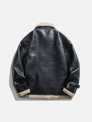 PU-Borg-Jacke mit Reißverschluss und Revers 