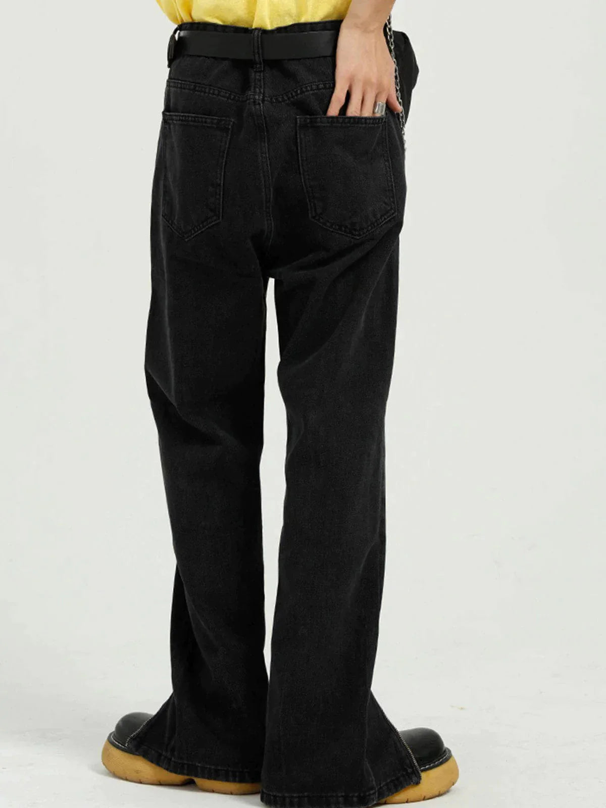 Zippered Straight-Leg Jeans