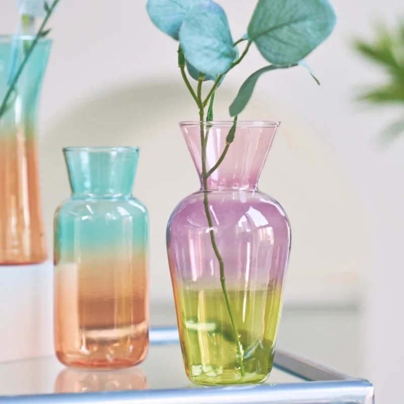 Pastel Gradient Colored Glass Vase