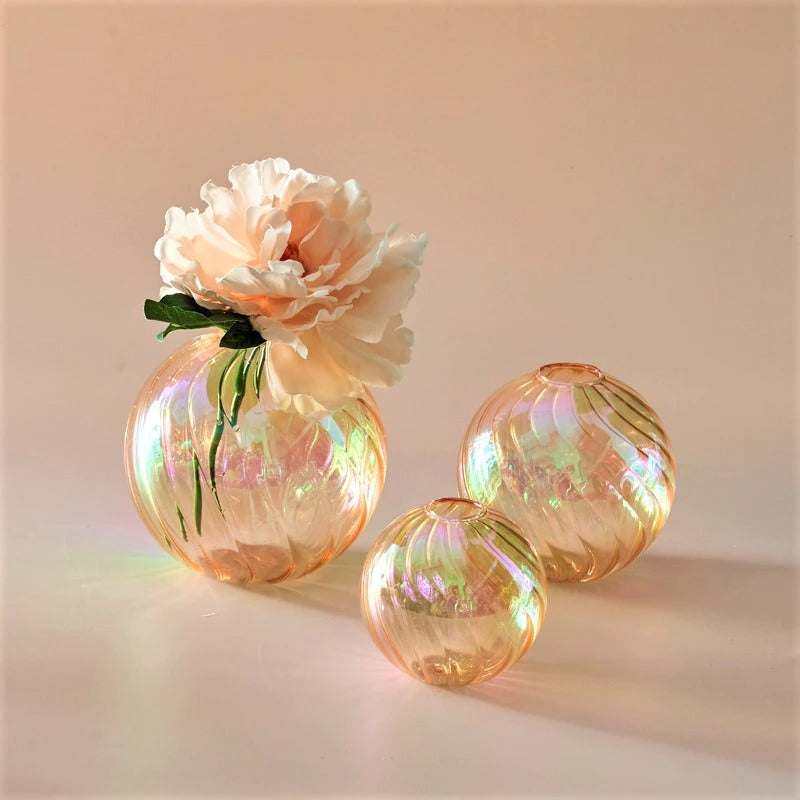 Spiral Glass Mini Ball Vase (3 Pack)