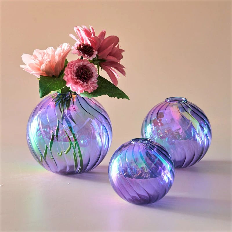 Spiral Glass Mini Ball Vase (3 Pack)