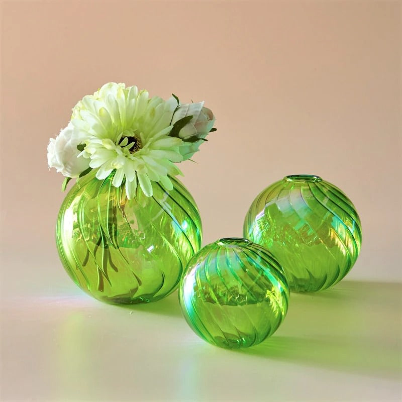 Spiral Glass Mini Ball Vase (3 Pack)