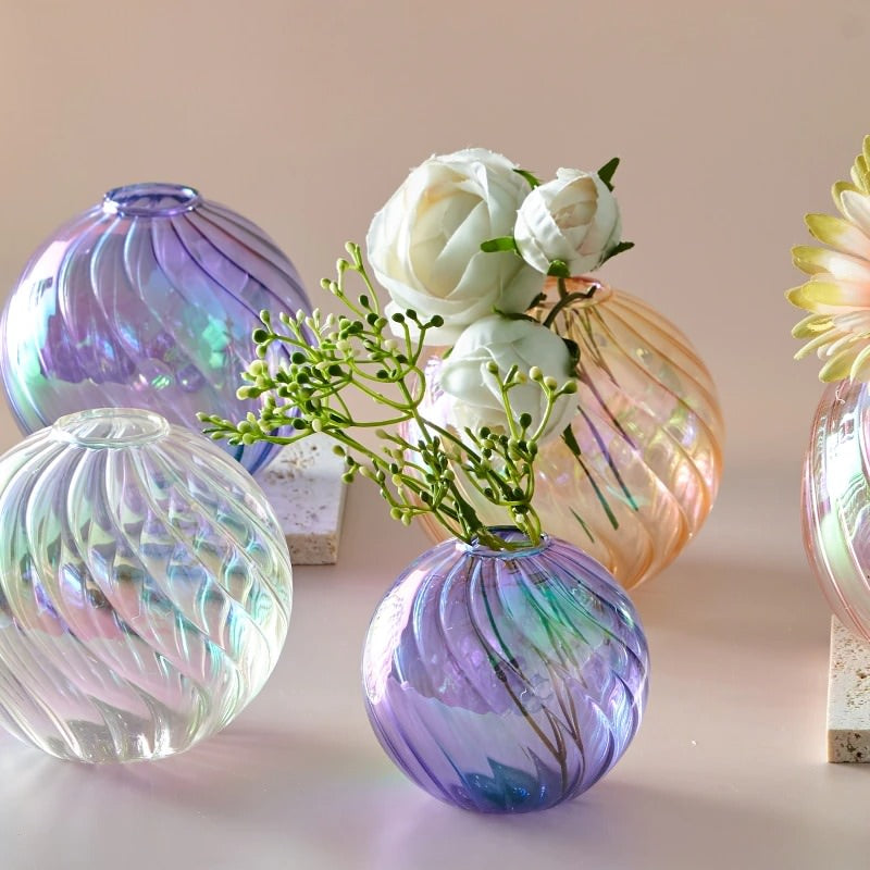 Spiral Glass Mini Ball Vase (3 Pack)