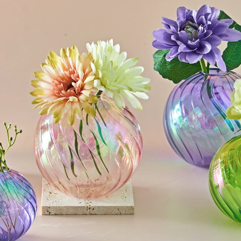 Spiral Glass Mini Ball Vase (3 Pack)