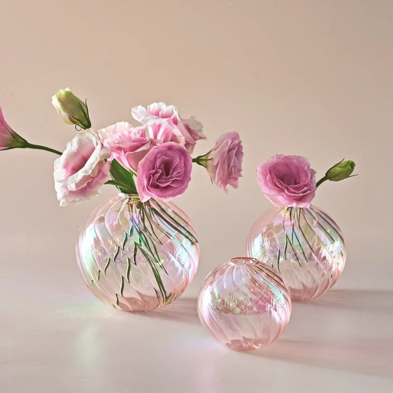 Spiral Glass Mini Ball Vase (3 Pack)