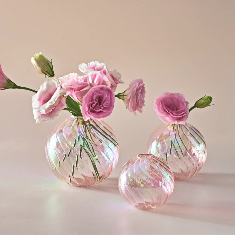 Spiralförmige Mini-Kugelvase aus Glas (3er-Pack)
