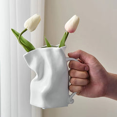 Crumpled Mug Ceramic Vase