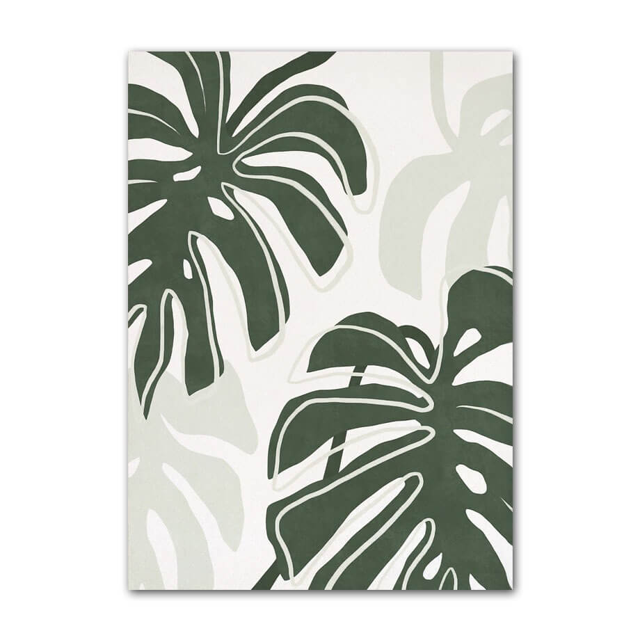 Sage Green Monstera Leaves Canvas Posters