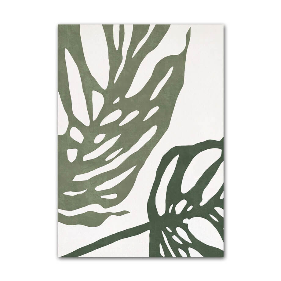 Sage Green Monstera Leaves Canvas Posters