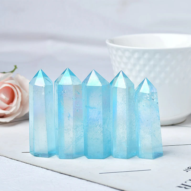 Blue Aura Quartz Tower Crystal