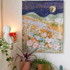 Night Hill Flowers Tapestry