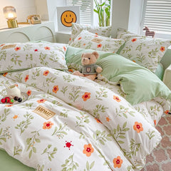 Orange Flowers Cute Bedding Set