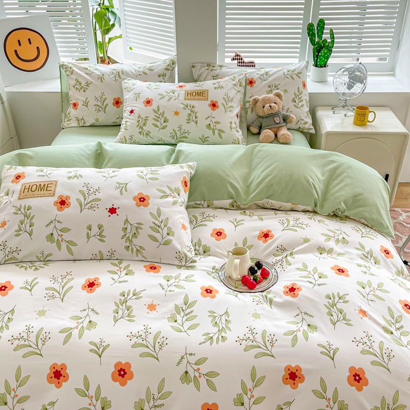 Orange Flowers Cute Bedding Set