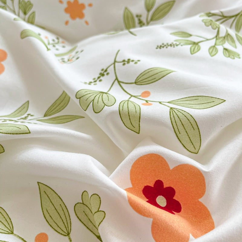 Orange Flowers Cute Bedding Set