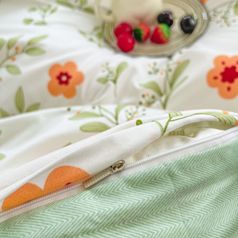 Orange Flowers Cute Bedding Set