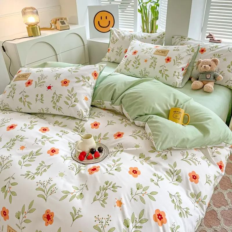 Orange Flowers Cute Bedding Set