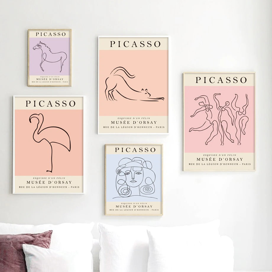 Colored Picasso Outlines Canvas Posters