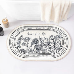 Outline Flowers Bath Mat