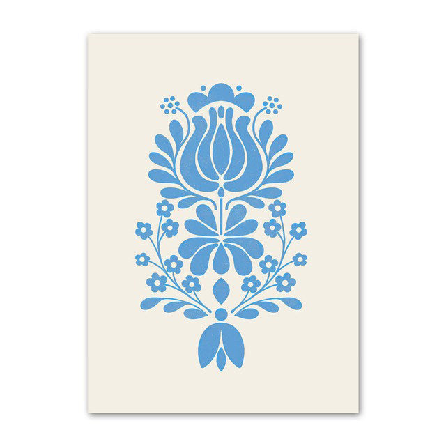 Pale Blue Flower Market Canvas Posters