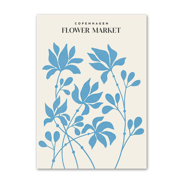 Pale Blue Flower Market Canvas Posters