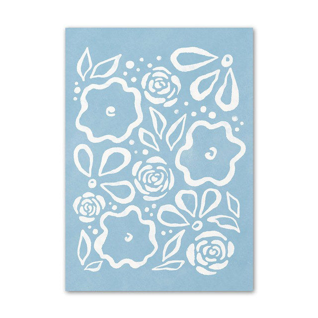 Pale Blue Flower Market Canvas Posters