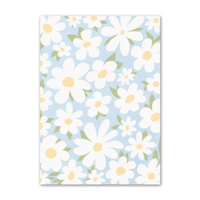 Pale Blue Flower Market Canvas Posters