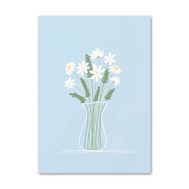 Pale Blue Flower Market Canvas Posters