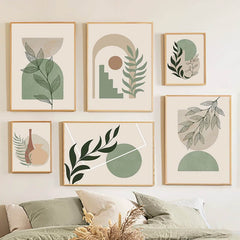 Pale Green Shapes Canvas Posters