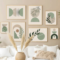 Pale Green Shapes Canvas Posters