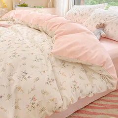 Pale Pink Floral Print Bedding Set